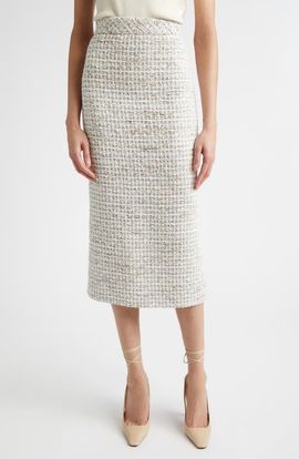 ST. JOHN ST. JOHN Côte d'Azure Tweed Midi Pencil Skirt