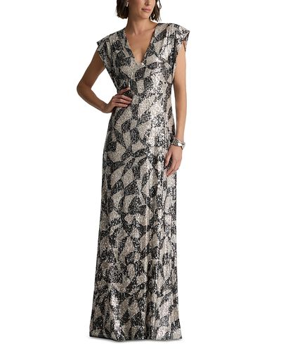 St. John St. John Cubist Geo Stretch Paillette Gown