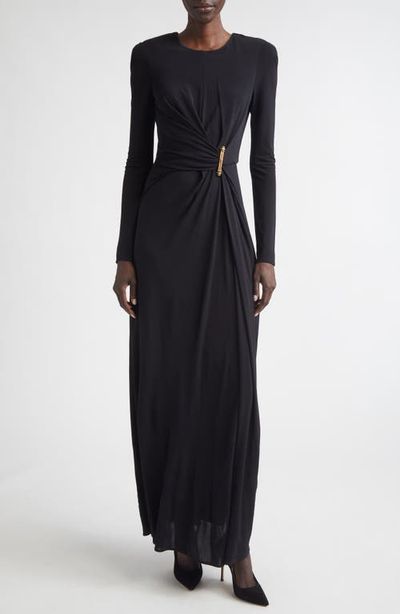 ST. JOHN ST. JOHN Dominique Long Sleeve Matte Crepe Jersey Gown
