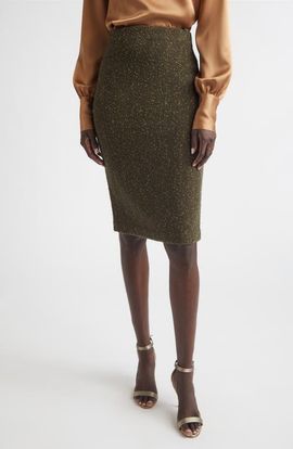 ST. JOHN ST. JOHN Donegal Cotton & Wool Blend Knit Pencil Skirt