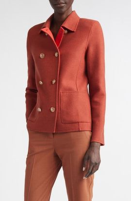 ST. JOHN ST. JOHN Double Breasted Wool & Cashmere Double Face Twill Coat
