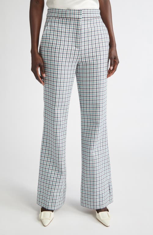 ST. JOHN ST. JOHN Houndstooth Stretch Cotton Flare Leg Pants