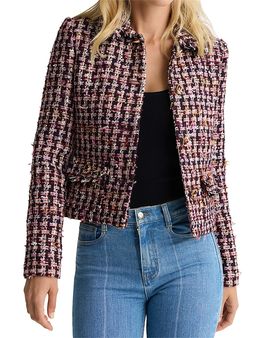 St. John St. John Houndstooth Tweed Boxy Jacket