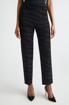 ST. JOHN ST. JOHN Isabel Metallic Zebra Jacquard Santa Roma Knit Pants