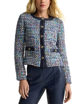 St. John St. John Leather Trim Tweed Jacket