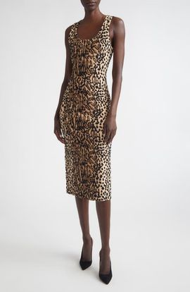 ST. JOHN ST. JOHN Leopard Jacquard Knit Dress