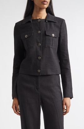 ST. JOHN ST. JOHN Linen Blend Twill Jacket