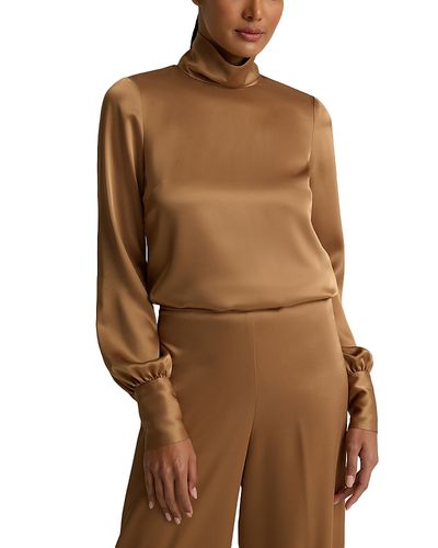 St. John St. John Long Sleeve Satin Turtleneck Top