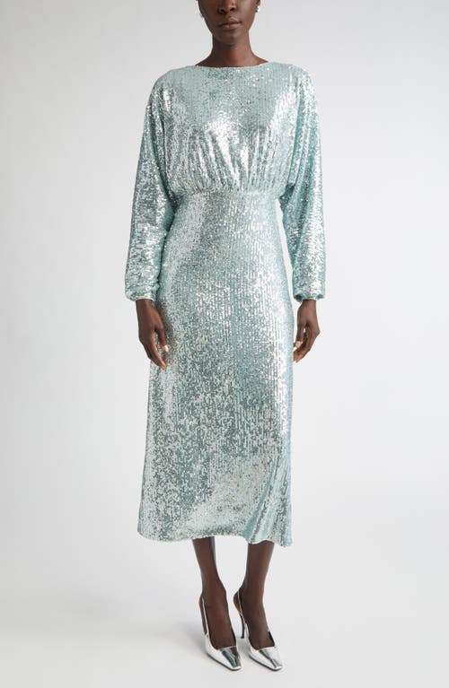 ST. JOHN ST. JOHN Long Sleeve Sequin Stretch Knit Midi Dress