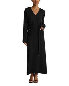 St. John St. John Long Sleeve Tie Waist Maxi Dress