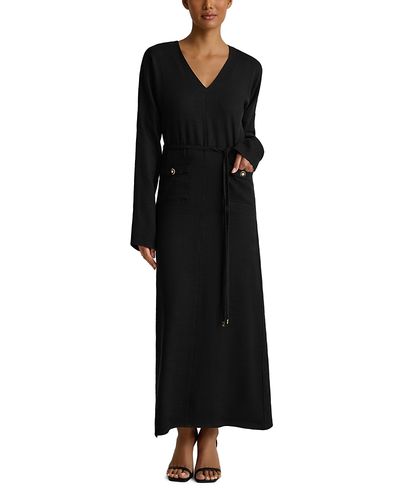 St. John St. John Long Sleeve Tie Waist Maxi Dress