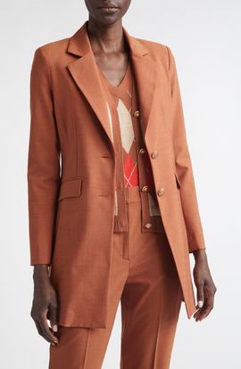 ST. JOHN ST. JOHN Long Wool Blend Stretch Mélange Jacket