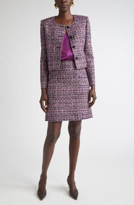 ST. JOHN ST. JOHN Lurex Tape Tweed Skirt