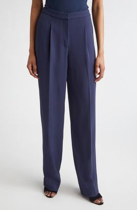 ST. JOHN ST. JOHN Lydia Pleated Lightweight Stretch Cady Pants
