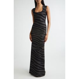 ST. JOHN ST. JOHN Lynn Metallic Zebra Jacquard Sweater Dress