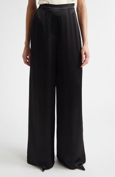 ST. JOHN ST. JOHN Maddie Hammered Satin Wide Leg Pants