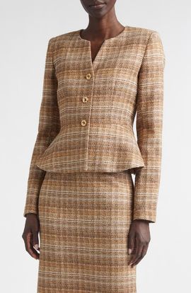 ST. JOHN ST. JOHN Margaret Gilded Tweed Peplum Jacket