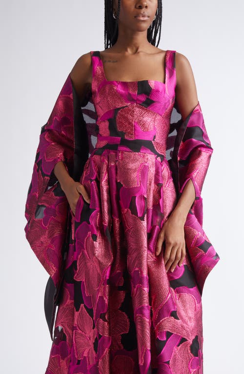 ST. JOHN ST. JOHN Metallic Jacquard Organza Cape