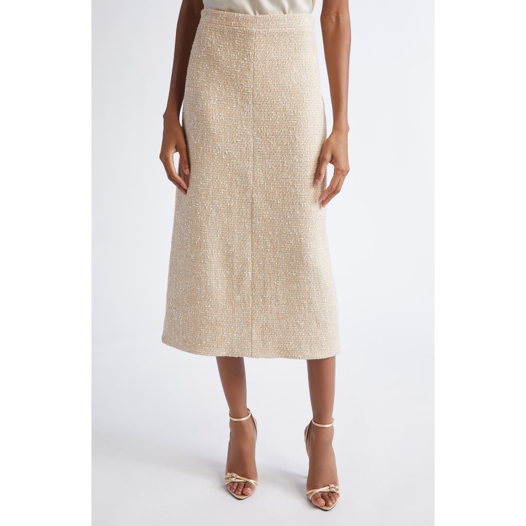 ST. JOHN ST. JOHN Metallic Latte Tweed A-line Skirt