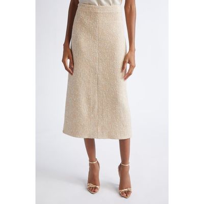 ST. JOHN ST. JOHN Metallic Latte Tweed A-line Skirt
