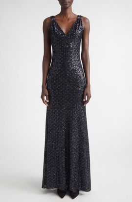 ST. JOHN ST. JOHN Metallic Shimmer Gown