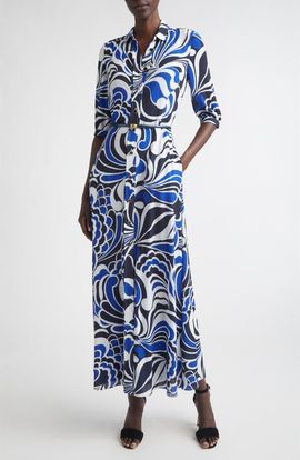 ST. JOHN ST. JOHN Midcentury Scroll Shirtdress