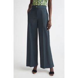 ST. JOHN ST. JOHN Mélange Wool Blend Stretch Twill Wide Leg Pants