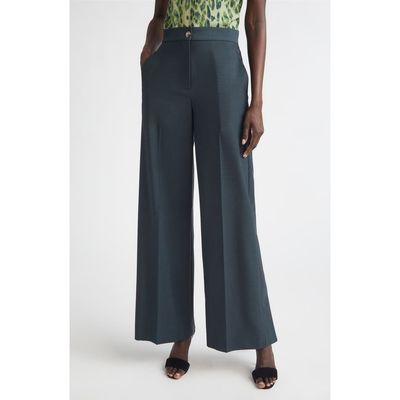 ST. JOHN ST. JOHN Mélange Wool Blend Stretch Twill Wide Leg Pants