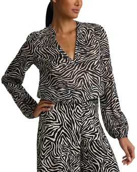 St. John St. John Printed V Neck Tunic Top