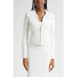 ST. JOHN ST. JOHN Rib Knit Zip Cardigan