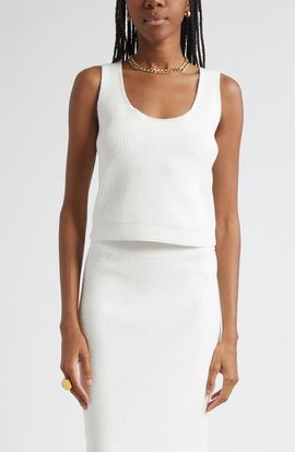 ST. JOHN ST. JOHN Scoop Neck Rib Knit Shell