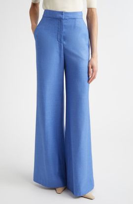 ST. JOHN ST. JOHN Silk & Wool Wide Leg Trousers