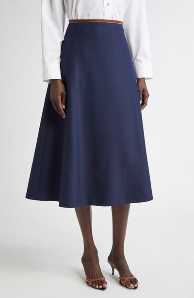 ST. JOHN ST. JOHN Stretch Gabardine A-Line Midi Skirt