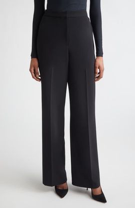 ST. JOHN ST. JOHN Stretch Linen Blend Twill Wide Leg Pants