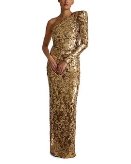 St. John St. John Stretch Sequin One Shoulder Gown