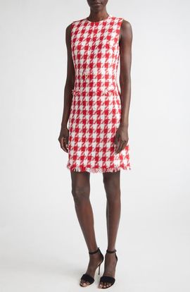 ST. JOHN ST. JOHN Textured Gingham Tweed Sheath Dress
