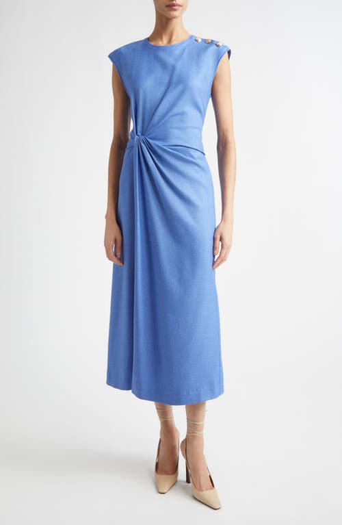 ST. JOHN ST. JOHN Twisted Detail Cap Sleeve Silk & Wool Dress