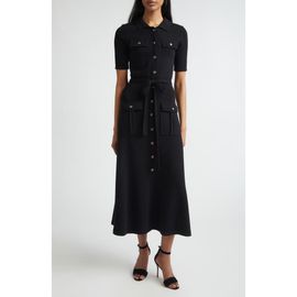 ST. JOHN ST. JOHN Zahara Belted Legacy Crepe Knit Dress