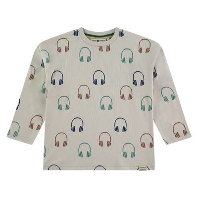 Stains and Stories by Babyface Stains and Stories by Babyface Allover Headphones Crewneck Long Sleeve T-Shirt