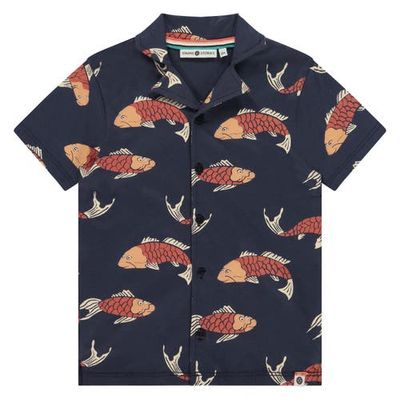 Stains and Stories by Babyface Stains and Stories by Babyface Koi Print Button Up Short Sleeve Shirt