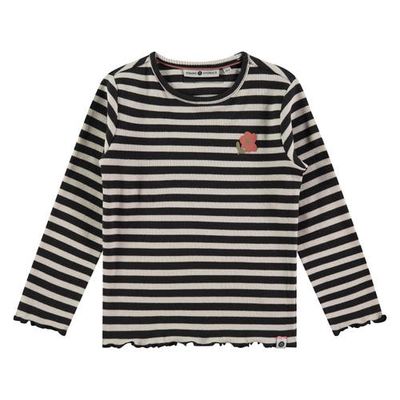 Stains and Stories by Babyface Stains and Stories by Babyface Lettuce Edge Ribbed Striped Long Sleeve Shirt