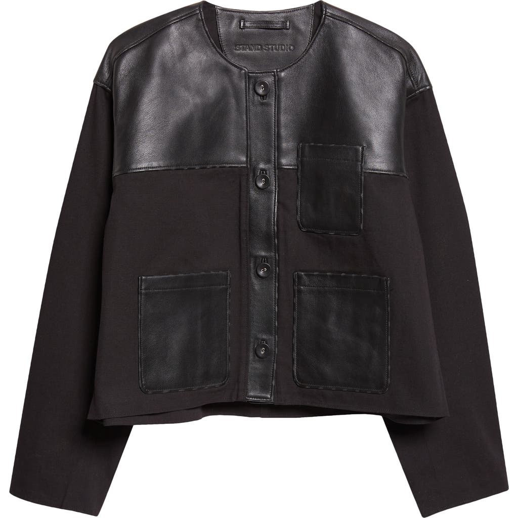 Stand Studio Stand Studio Cleo Cotton Canvas & Leather Jacket