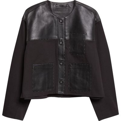 Stand Studio Stand Studio Cleo Cotton Canvas & Leather Jacket