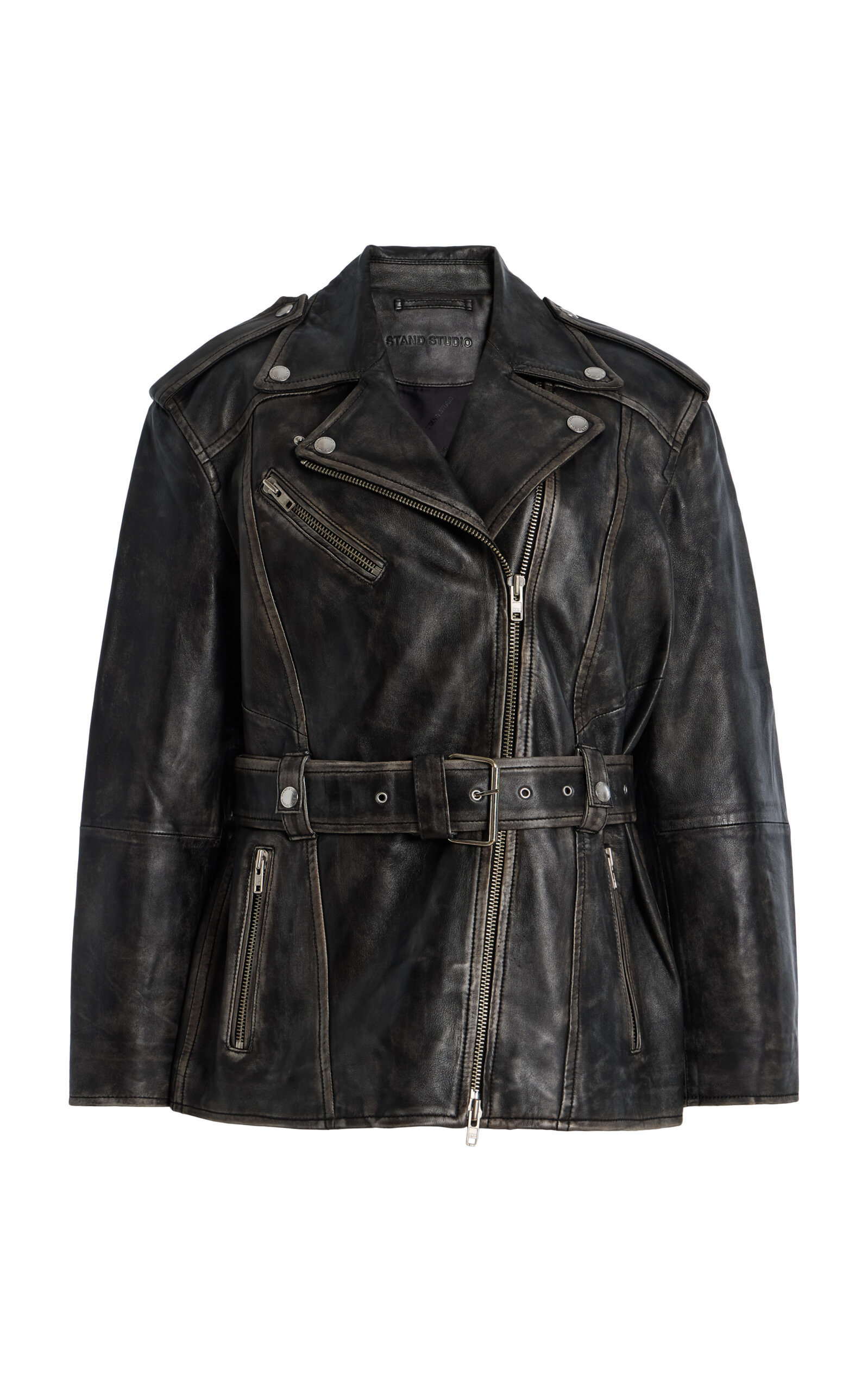 Stand Studio - Leona Leather Biker Jacket Black FR 38