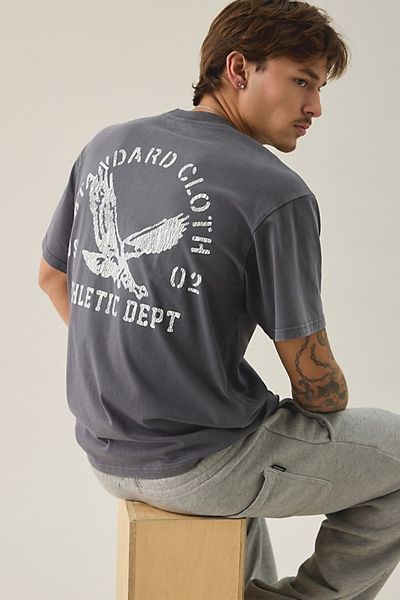 Standard Cloth Standard Cloth Athletic Department Graphic Pocket Tee in Charcoal, Men's at Urban Outfitters
