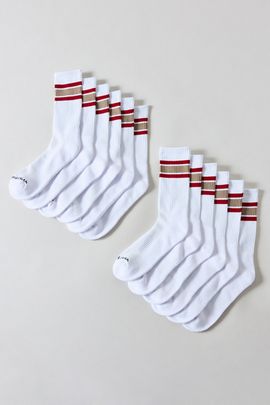 Standard Cloth Standard Cloth Athletic Stripe Crew Sock 6-Pack in White, Men's at Urban Outfitters