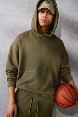 Standard Cloth Standard Cloth Pregame Hoodie Sweatshirt in Burnt Olive Wash, Men's at Urban Outfitters