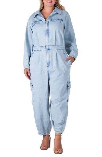 Standards & Practices Standards & Practices Cargo Long Sleeve Denim Jumpsuit
