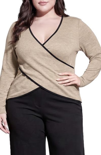 Standards & Practices Standards & Practices Contrast Long Sleeve Wrap Front Top