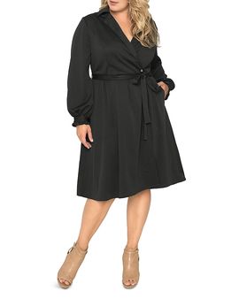 Standards & Practices standards & practices Lapel Collar Crepe Wrap Dress